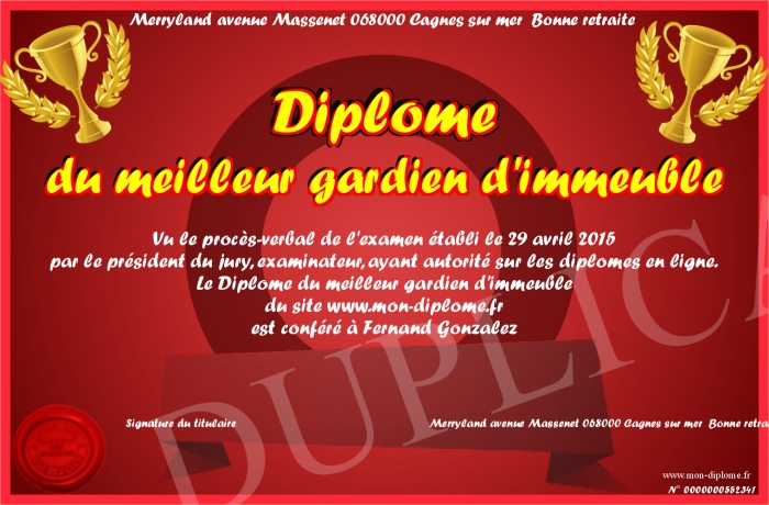 diplome gardien d'immeuble